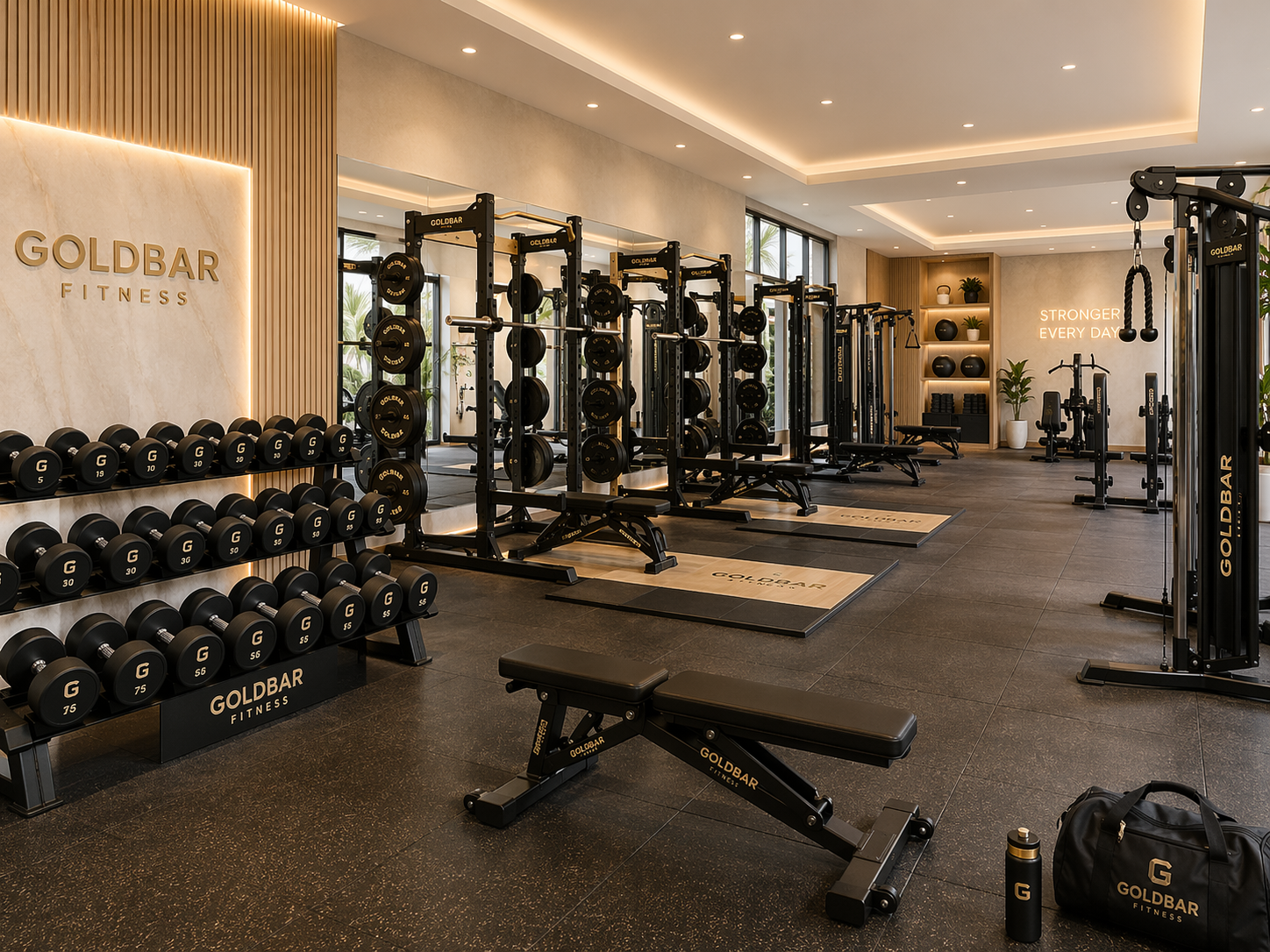 GoldBar Fitness interior with gym equipment